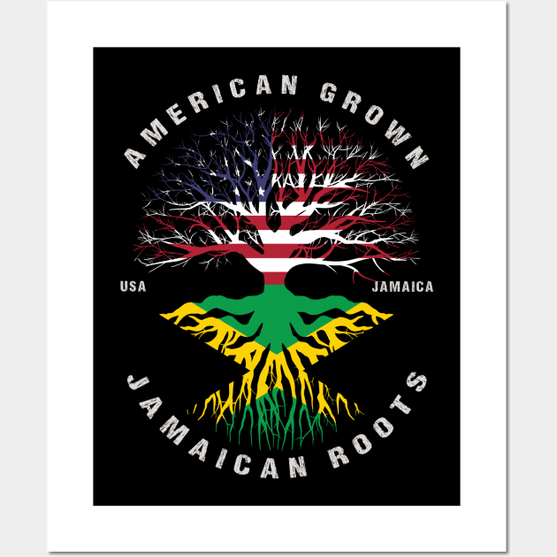 American Grown Jamaican Roots Jamaica Flag Wall Art by heart teeshirt